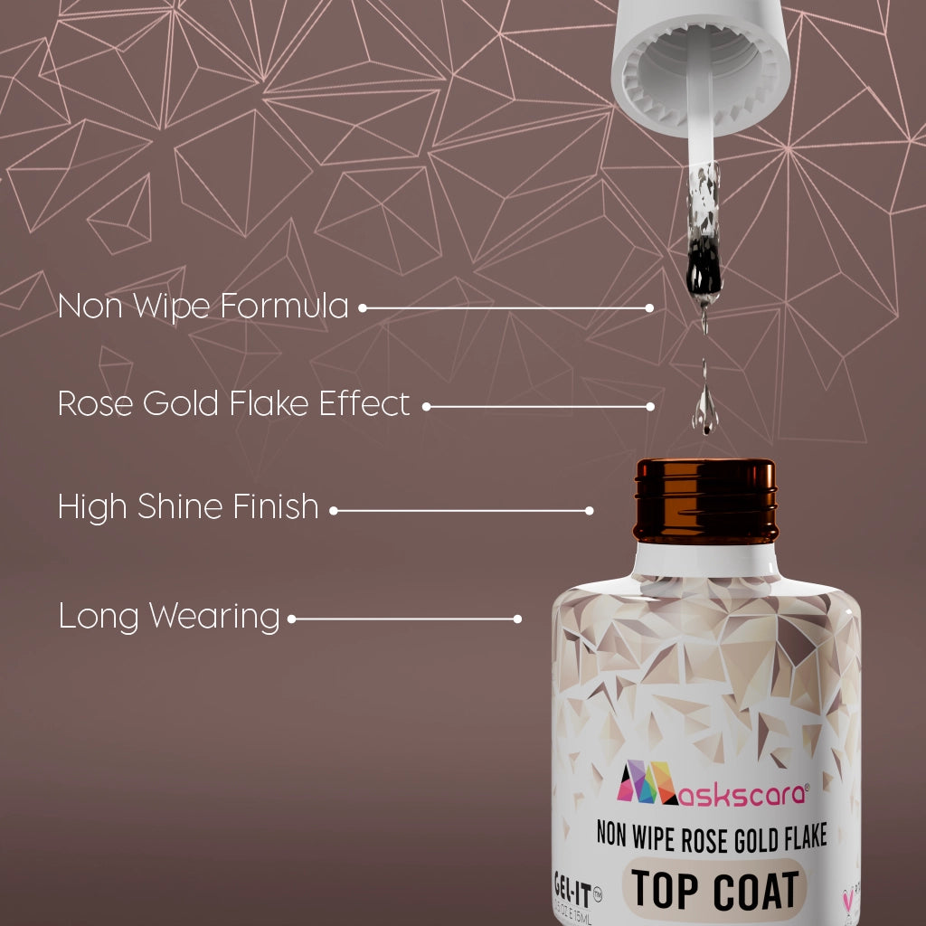 Non Wipe Top Coat - Rose Gold Flake - 15ml
