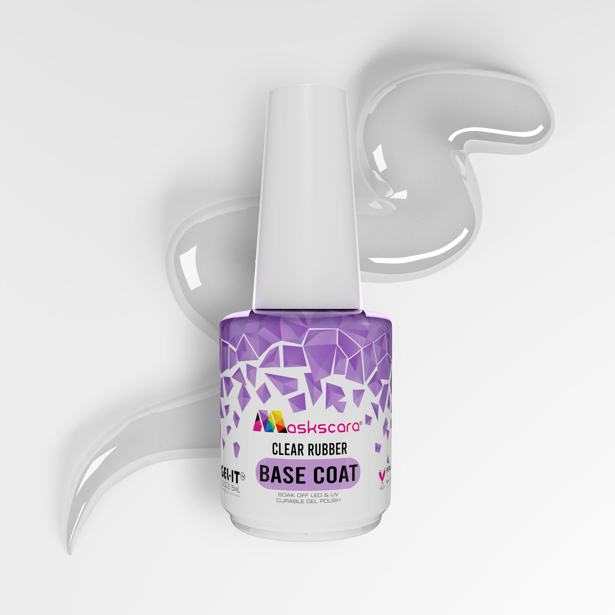 <img scr = “Maskscara Rubber Base Clear.jpg” alt = “Clear Rubber Base Coat by the brand Maskscara”>