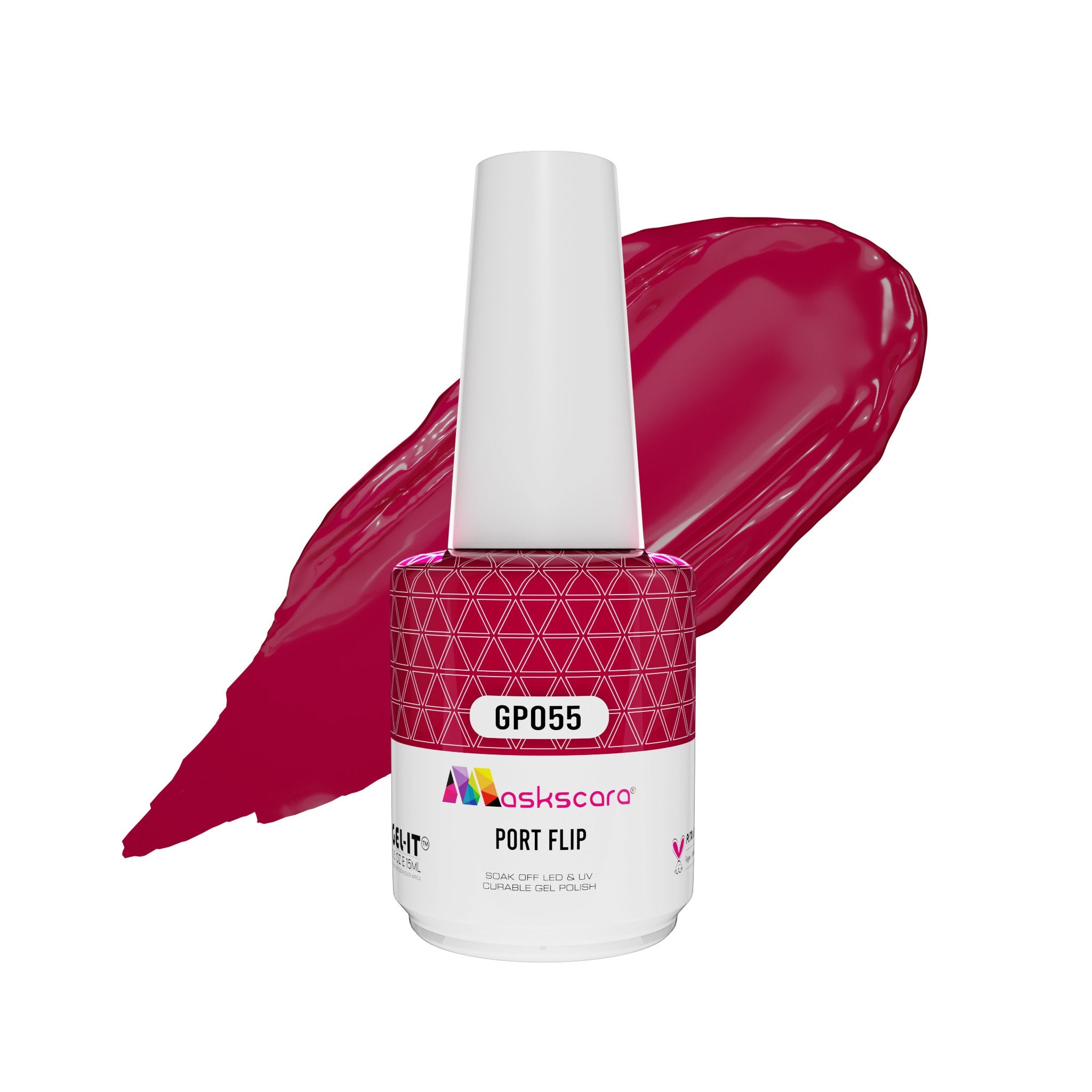 <img scr = “ GP055 Port Flip.jpeg” alt = “Magenta Berry gel polish colour by the brand Maskscara”>