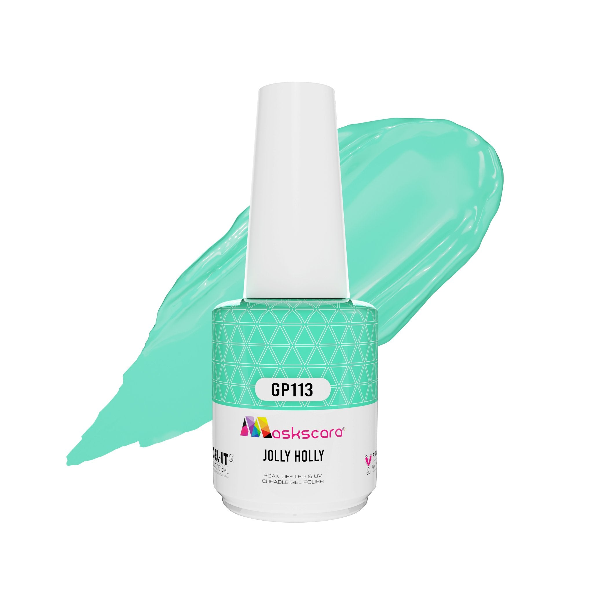 <img scr = “ GP113 Jolly Holly.jpeg” alt = “Patel Mint gel polish colour by the brand Maskscara”>