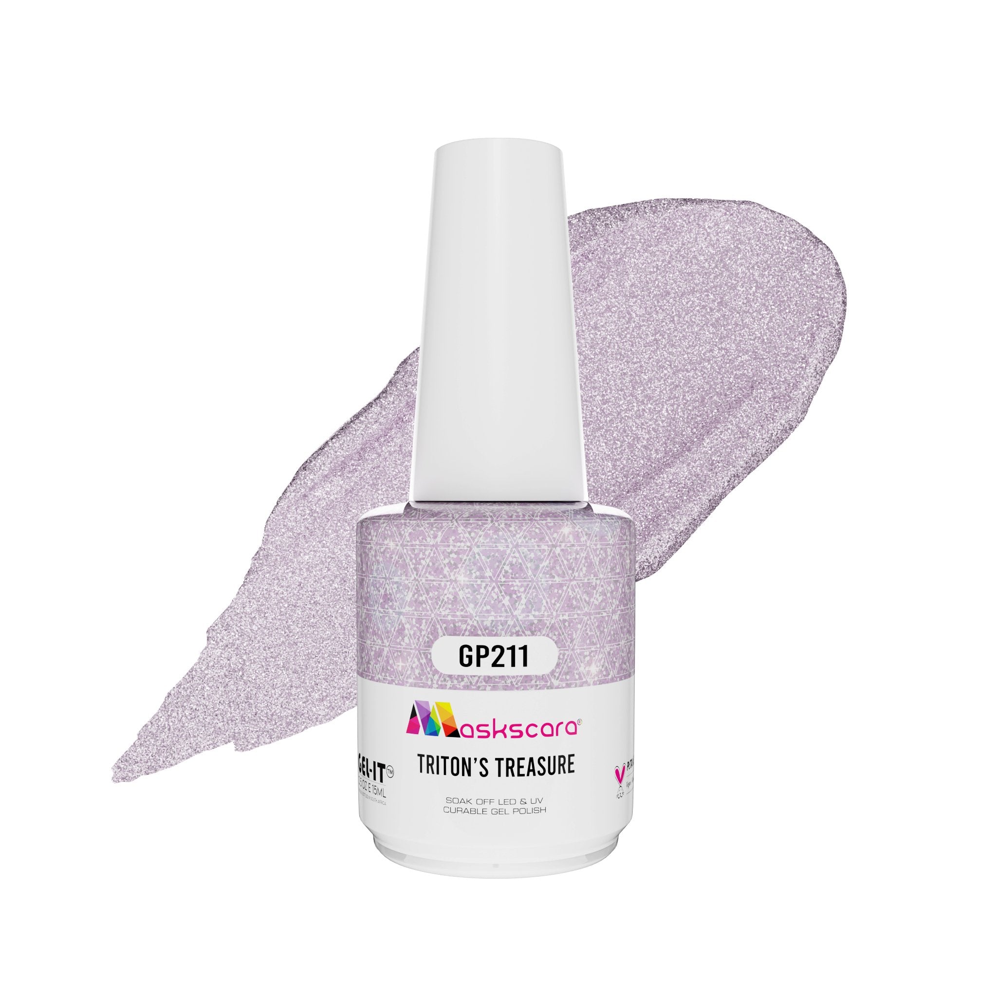 <img scr = “ GP211 Triton's Treasure.jpeg” alt = “Mermaid Tail Shimmer gel polish colour by the brand Maskscara”>
