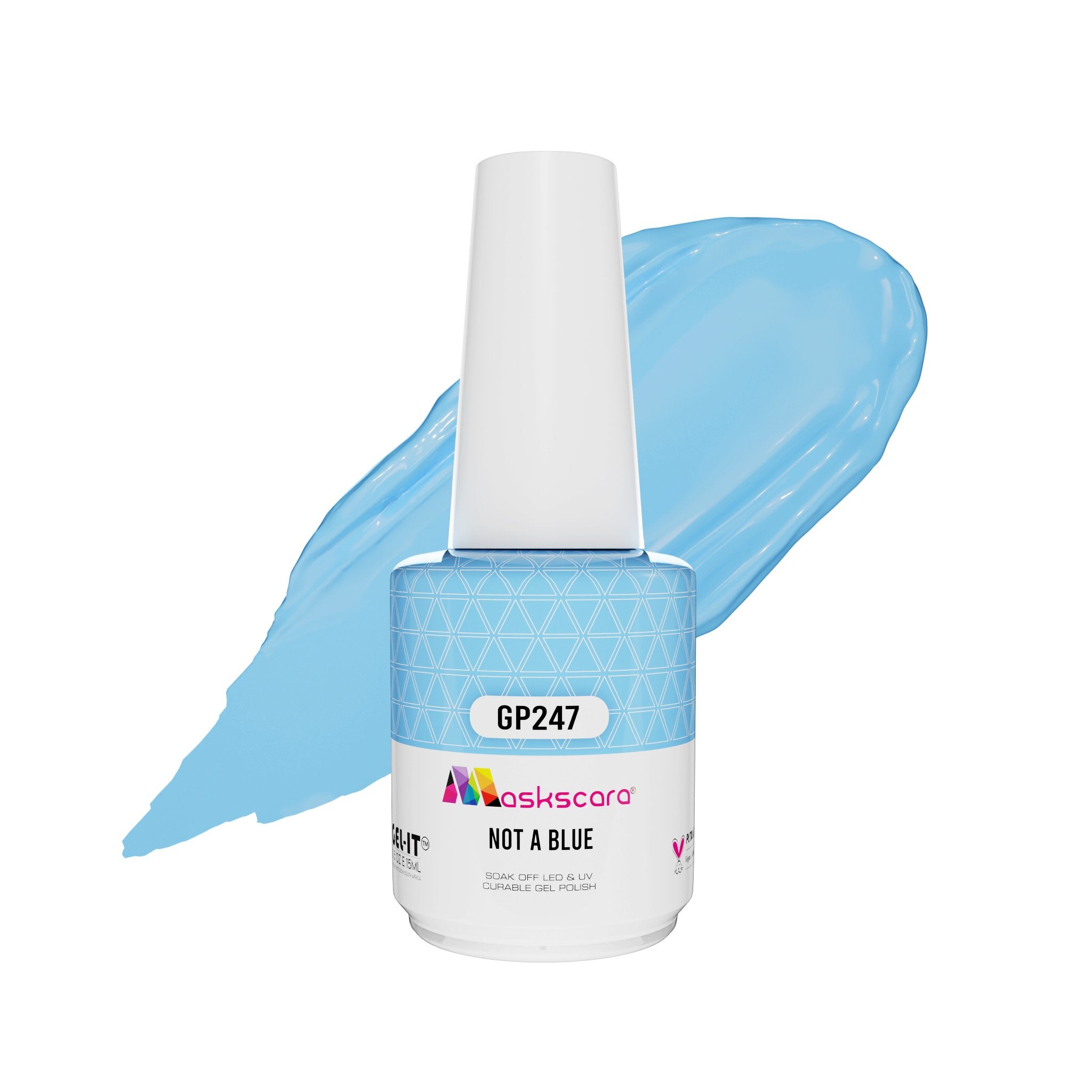 <img scr = “ GP247 Not A Blue.jpeg” alt = “Periwinkle Blue gel polish colour by the brand Maskscara”>