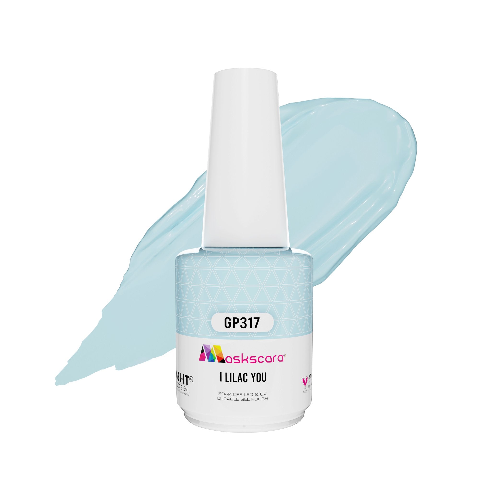 <img scr = “ GP317 Lilac You.jpeg” alt = “Soft Periwinkle gel polish colour by the brand Maskscara”>
