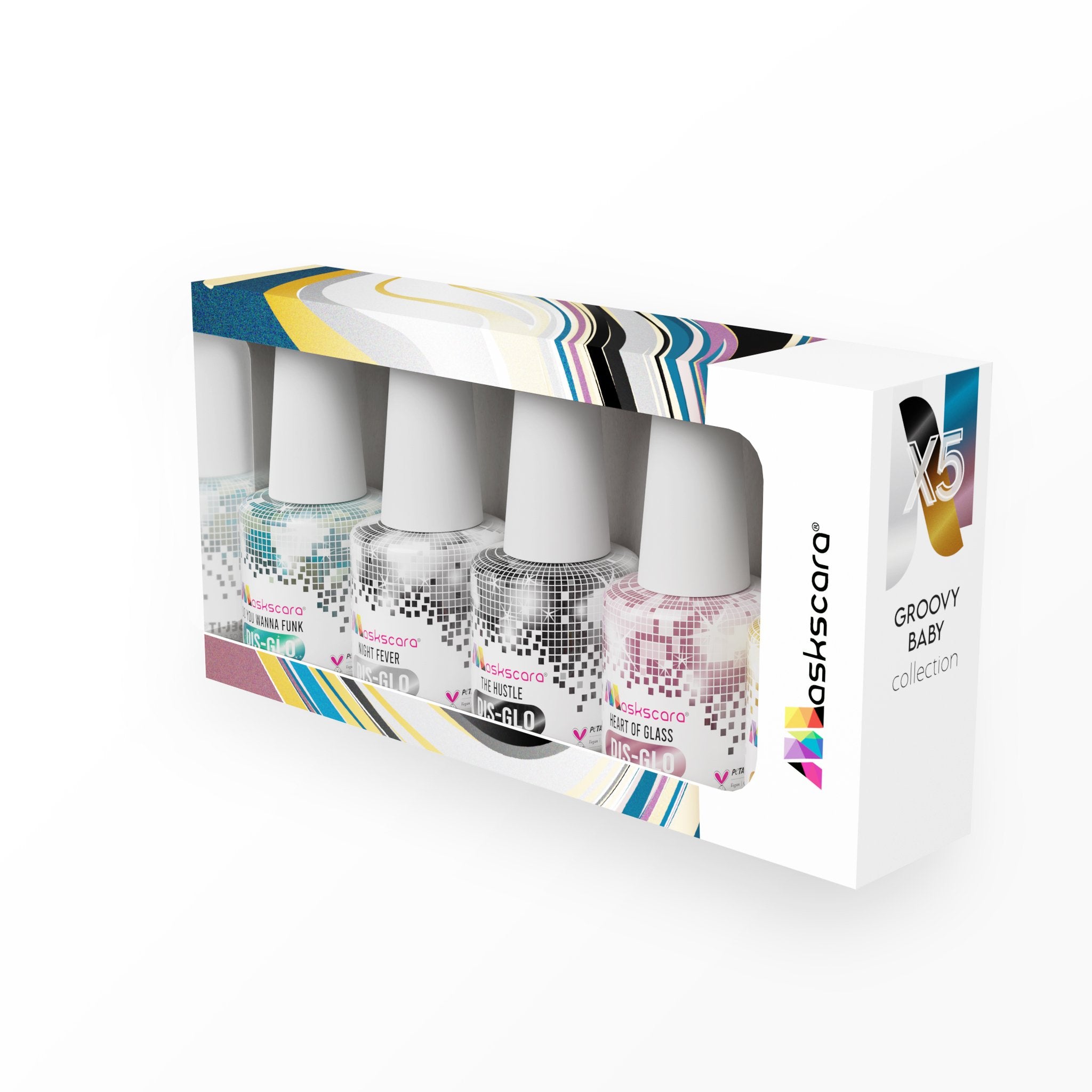 <img scr = “Maskscara Gel-It 5 Pack Groovy Kit.jpg” alt = “Reflective Dis-Glo Gel Polish Kit by the brand Maskscara ”>