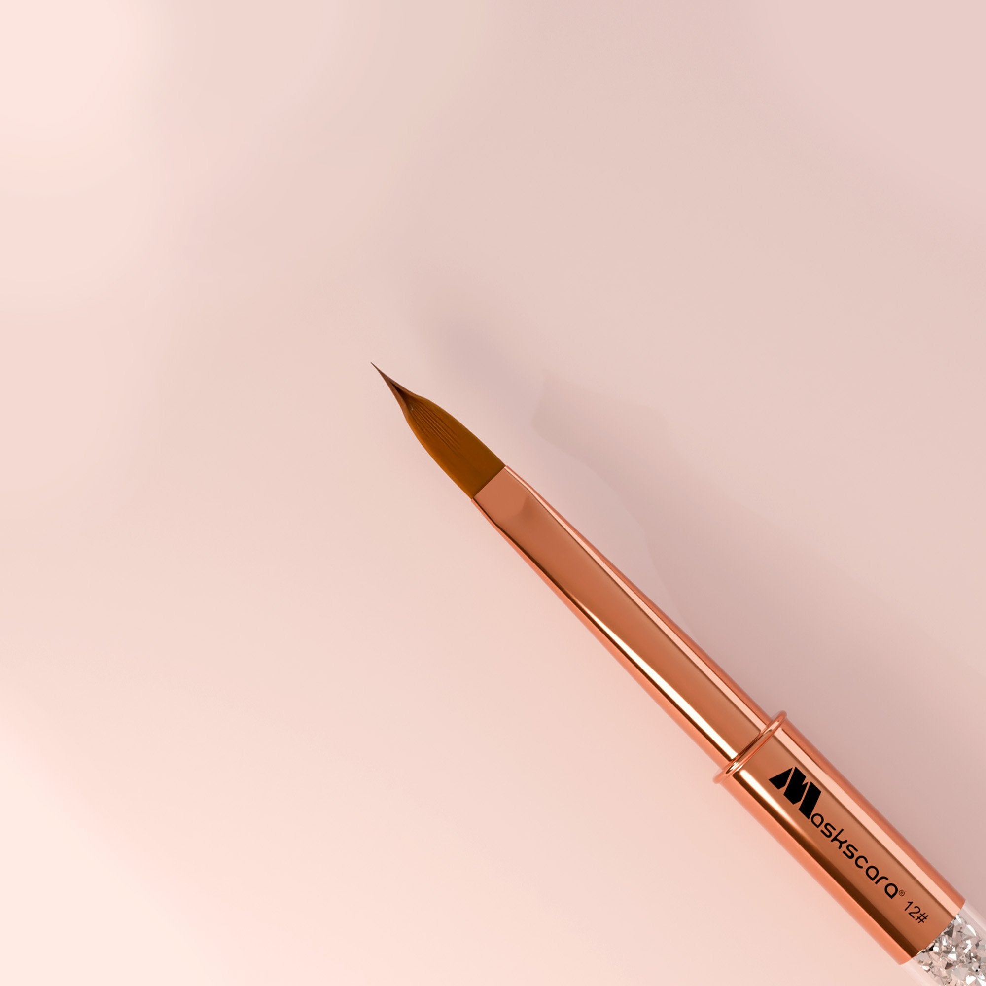 <img scr = “Maskscara Rose Gold Size 12 Acrylic Brush.jpg” alt = “Size 12 Rose Gold Acrylic Brush by the brand Maskscara”>