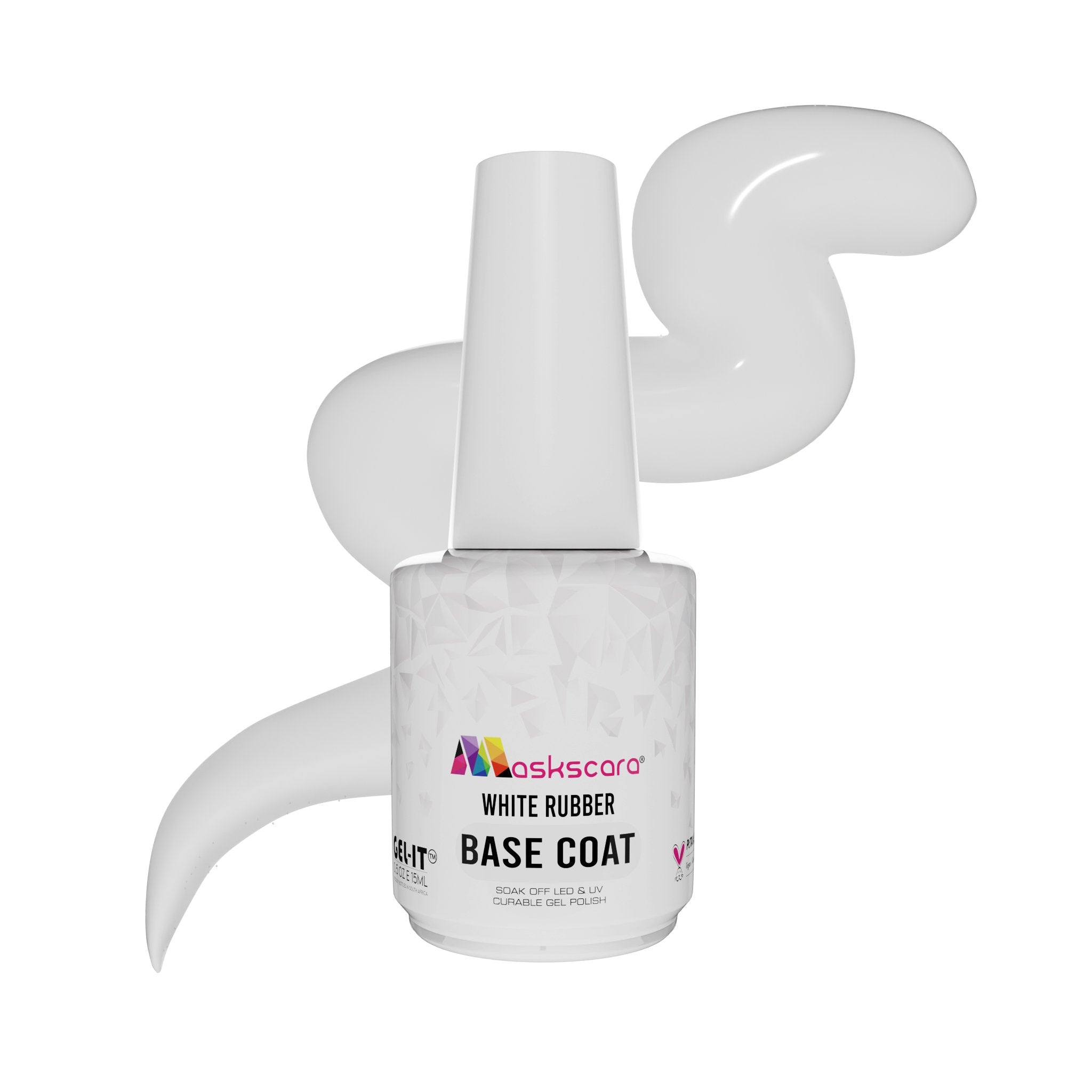 <img scr = “Maskscara Rubber Base White.jpg” alt = “White Rubber Base Coat by the brand Maskscara”>