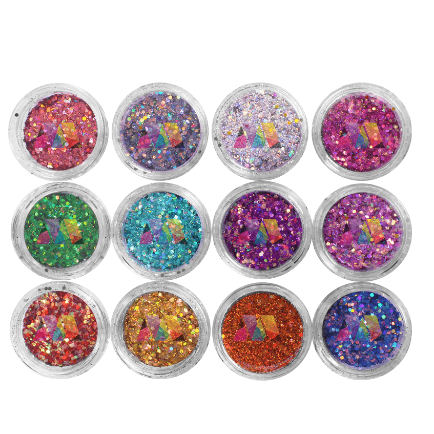 12 Pack Holographic Glitter - Maskscara