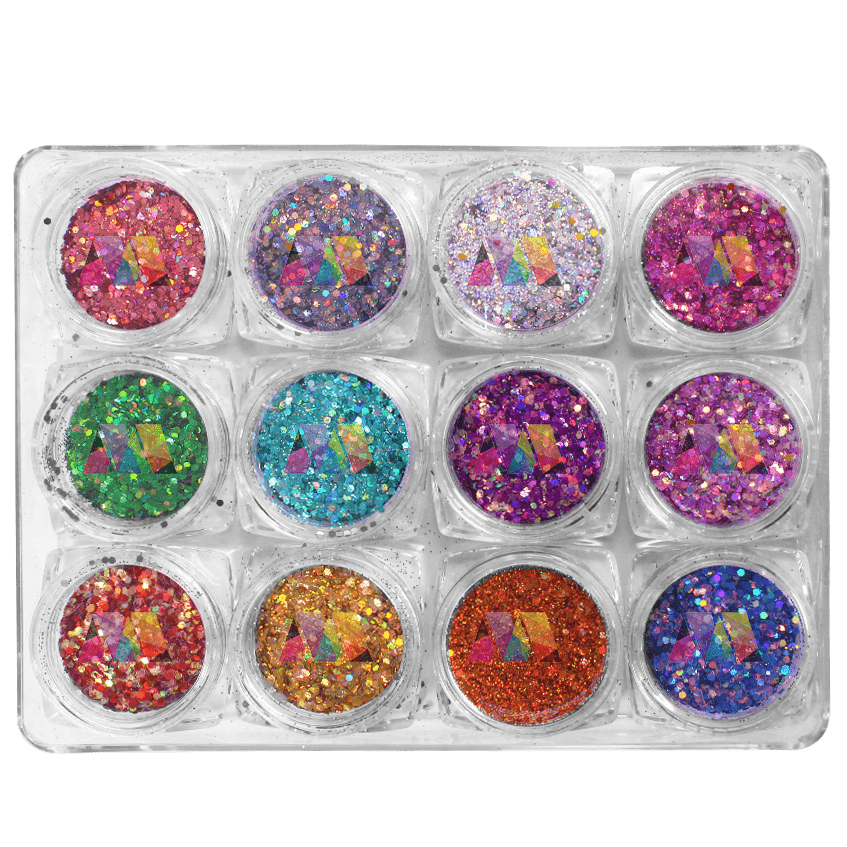 12 Pack Holographic Glitter - Maskscara