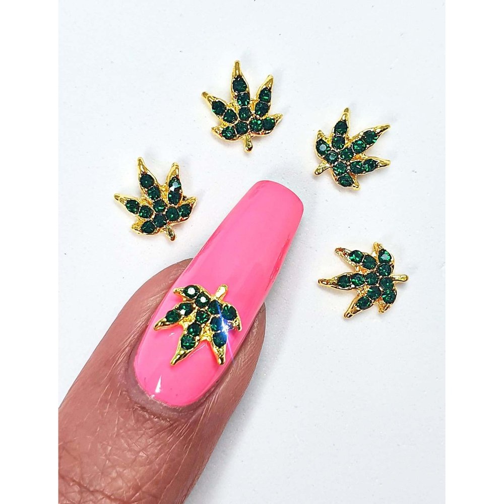 Gold Hemp Leaf Gems (5 Pcs) - Maskscara