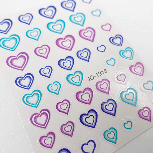 Nail Art Sticker - Ombre Hearts Blue & Purple - Maskscara