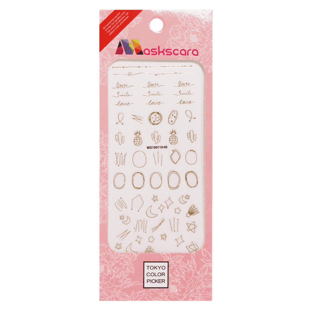 Nail Art Sticker - Gold Outline (MG190110-05) - Maskscara