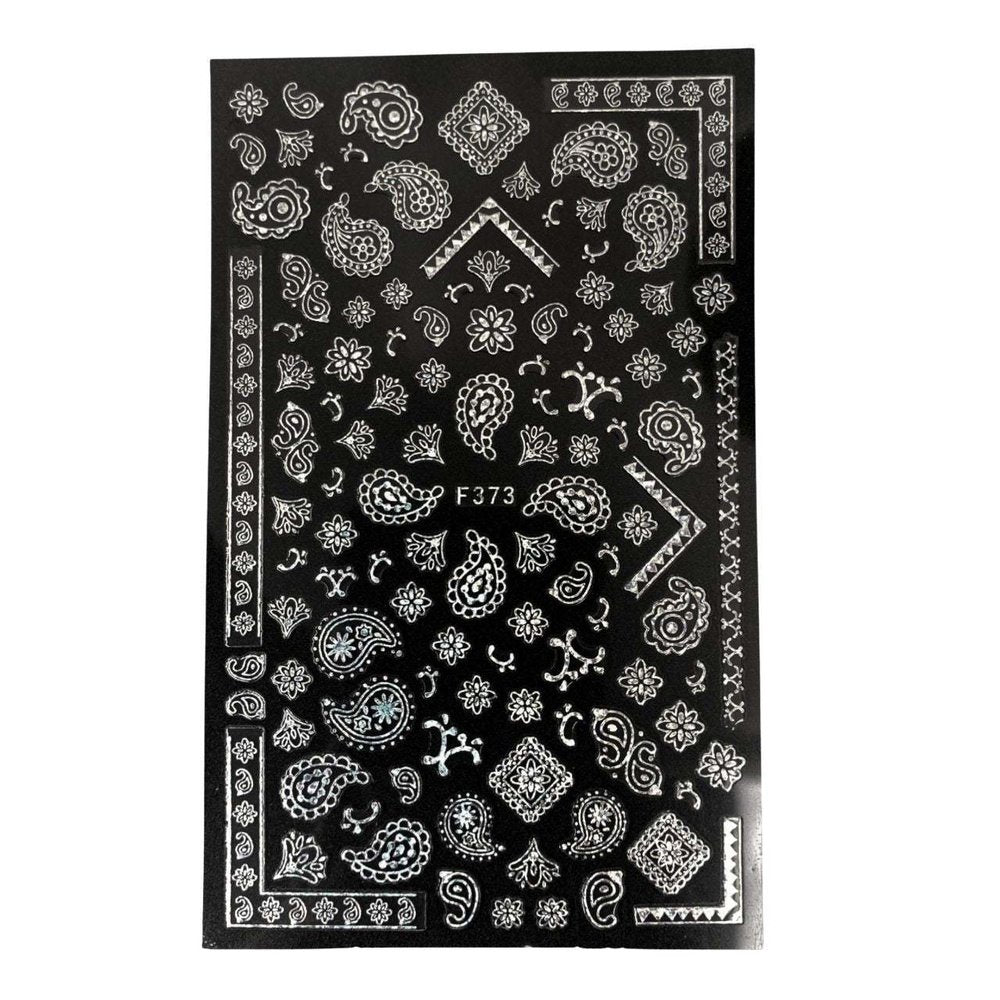 Nail Sticker - Paisley Silver