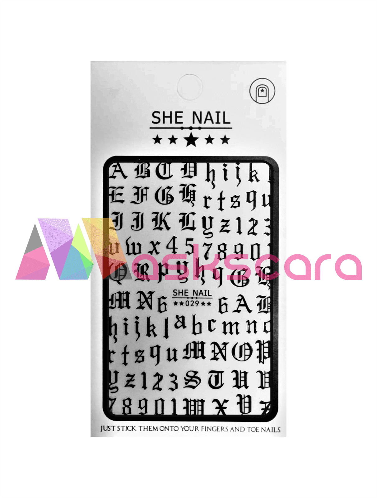 Nail Art Sticker - Black Letters (SNS029B) - Maskscara