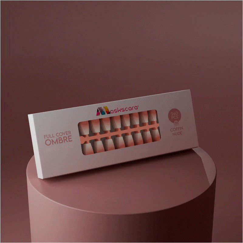 Full Cover Ombre Nail Tips - Coffin Nude 1N
