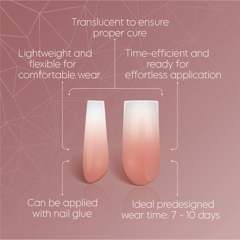 Full Cover Ombre Nail Tips - Square Nude 2N