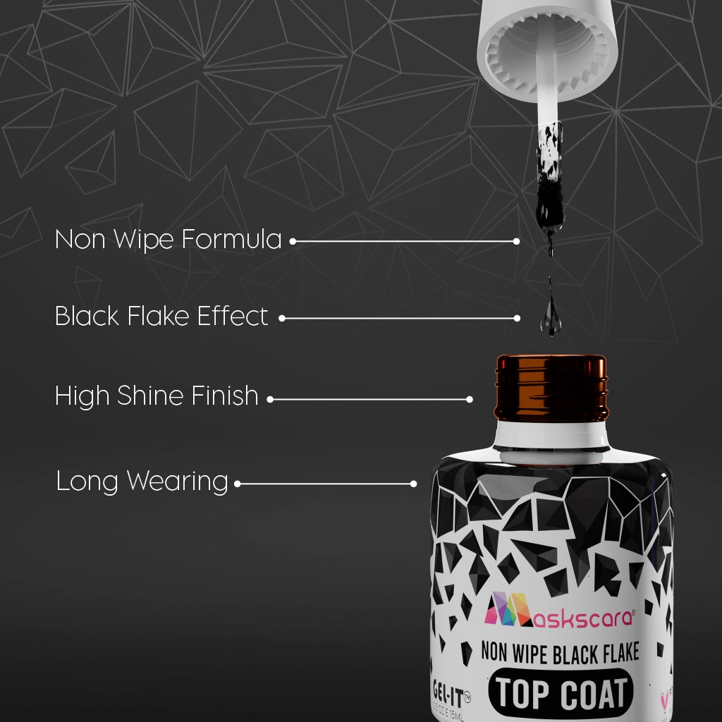 Non Wipe Top Coat - Black Flake - 15ml