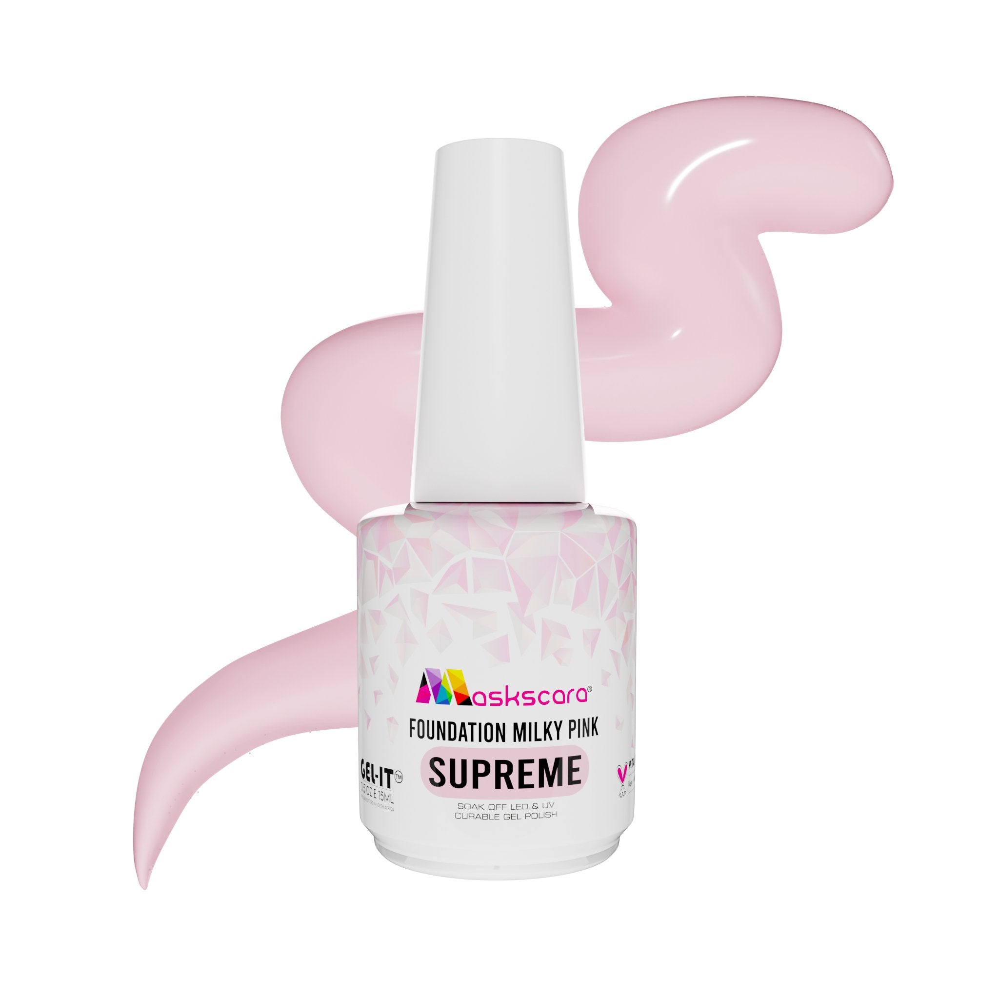 <img scr = “Maskscara Supreme Nail Foundation - Milky Pink.jpg” alt = “Milky Pink Supreme Foundation Gel by the brand Maskscara”>