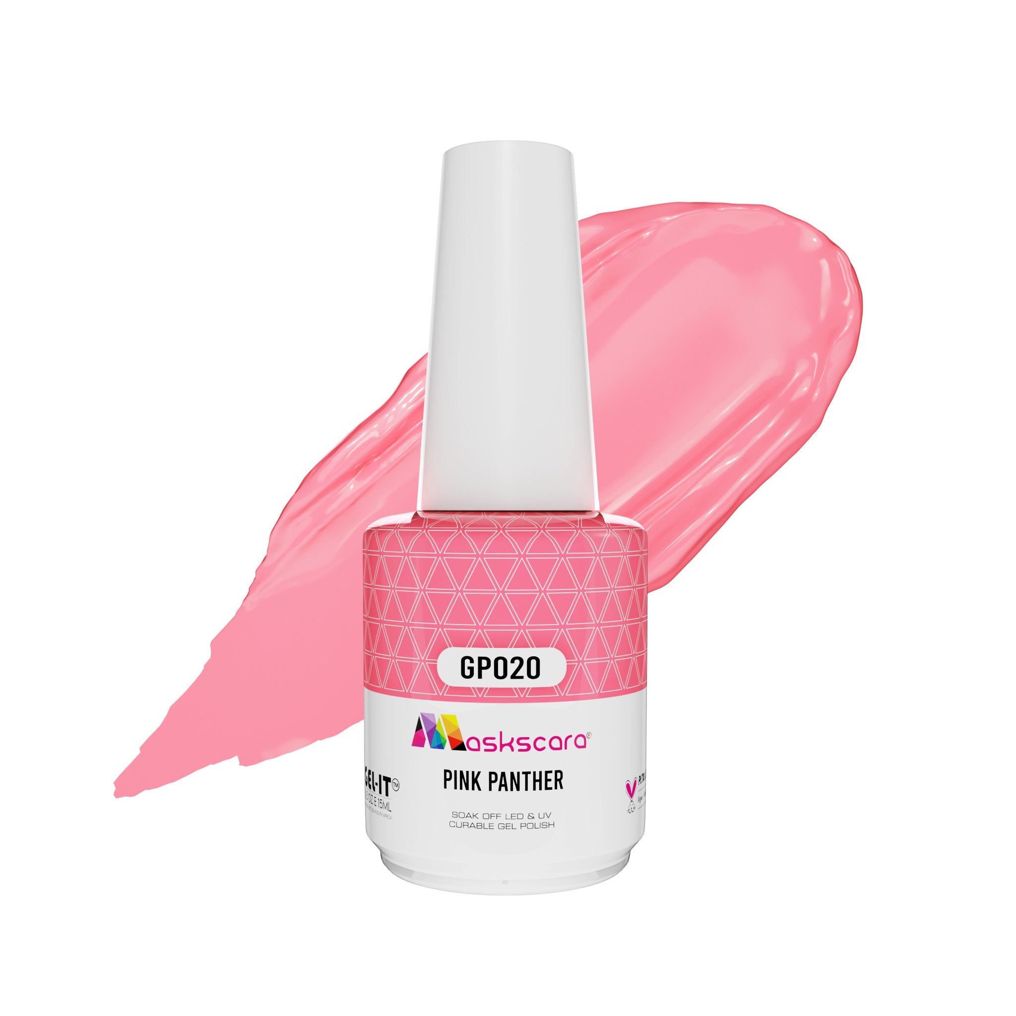 <img scr = “ GP020 Pink Panther.png” alt = “Pink gel polish colour by the brand Maskscara”>
