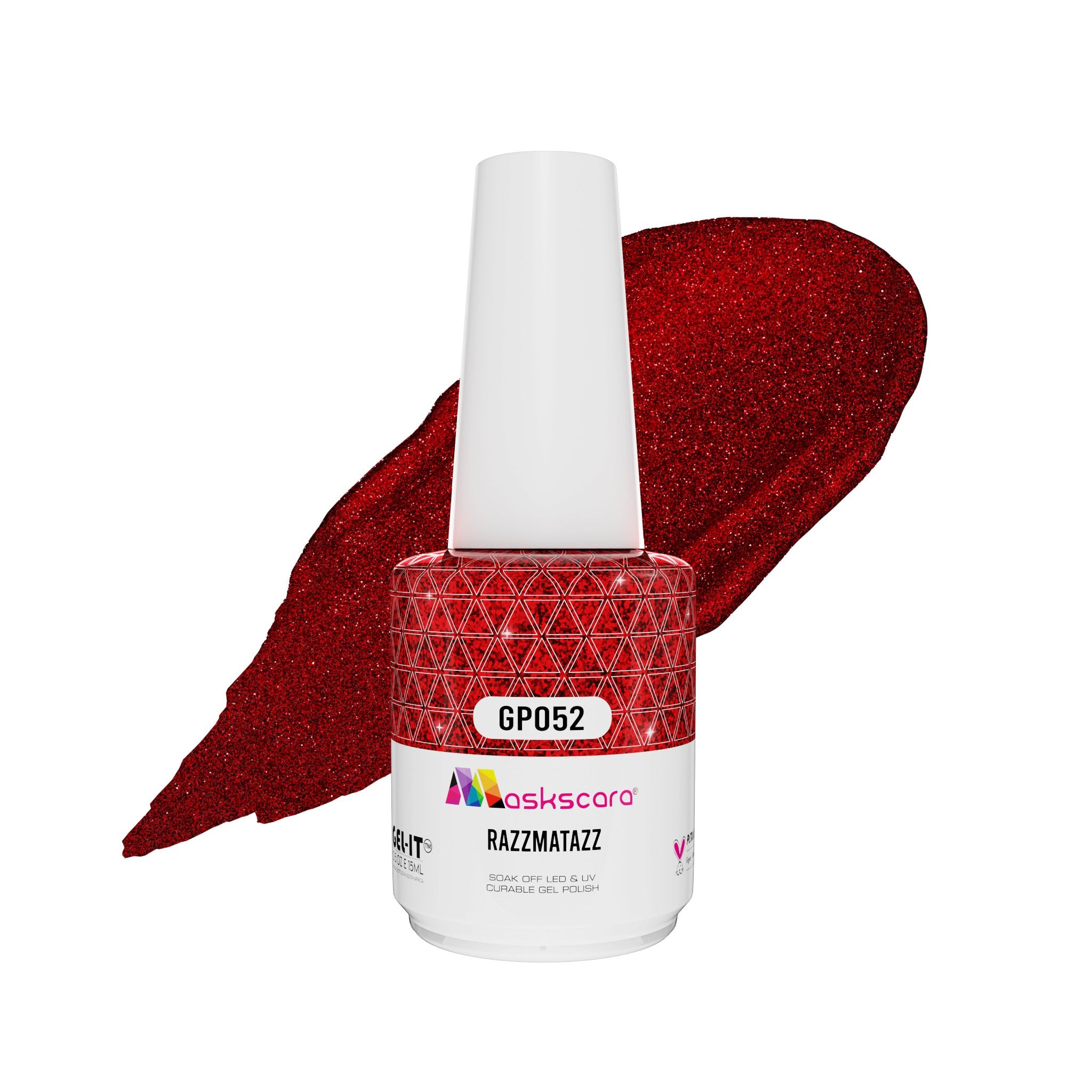 <img scr = “ GP052 Razzmatazz.jpeg” alt = “Red Berry Shimmer gel polish colour by the brand Maskscara”>