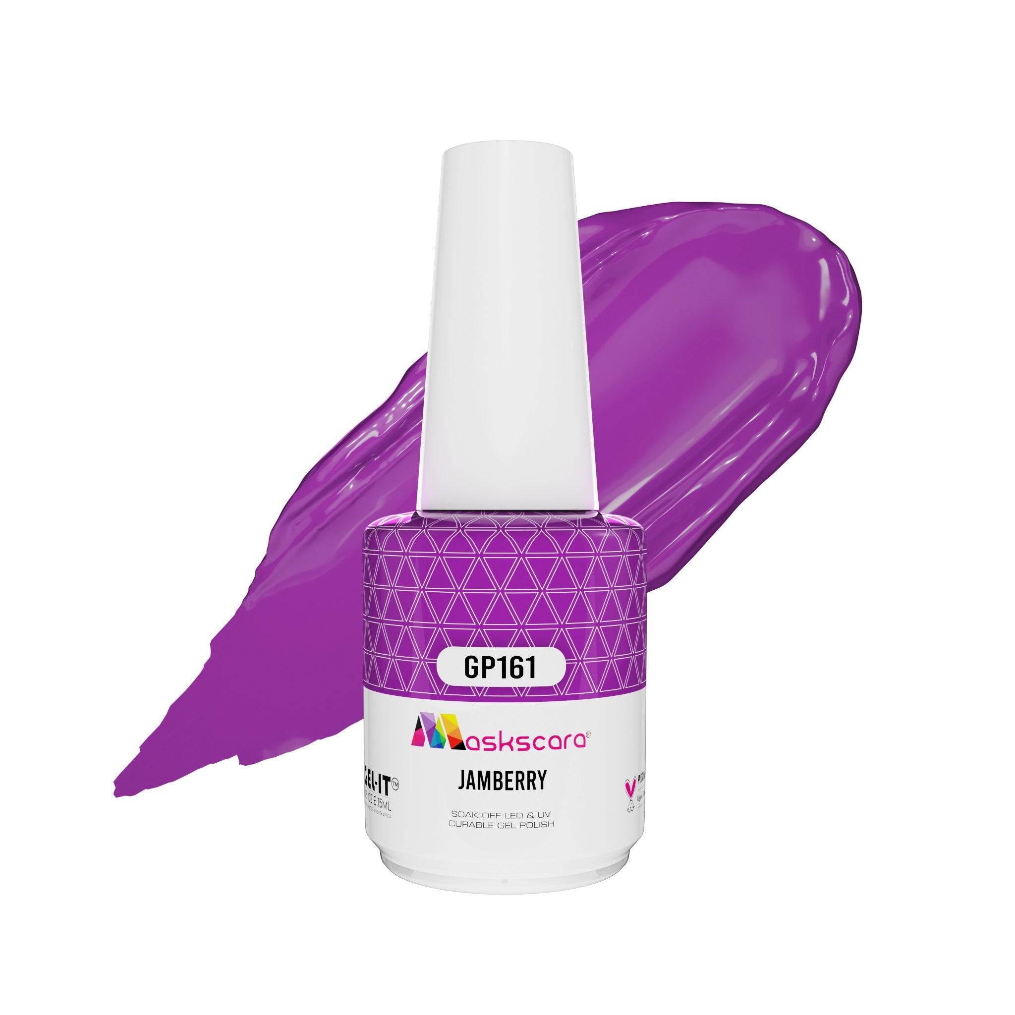 <img scr = “ GP161 Jamberry.jpeg” alt = “Neon Bright Purple gel polish colour by the brand Maskscara”>