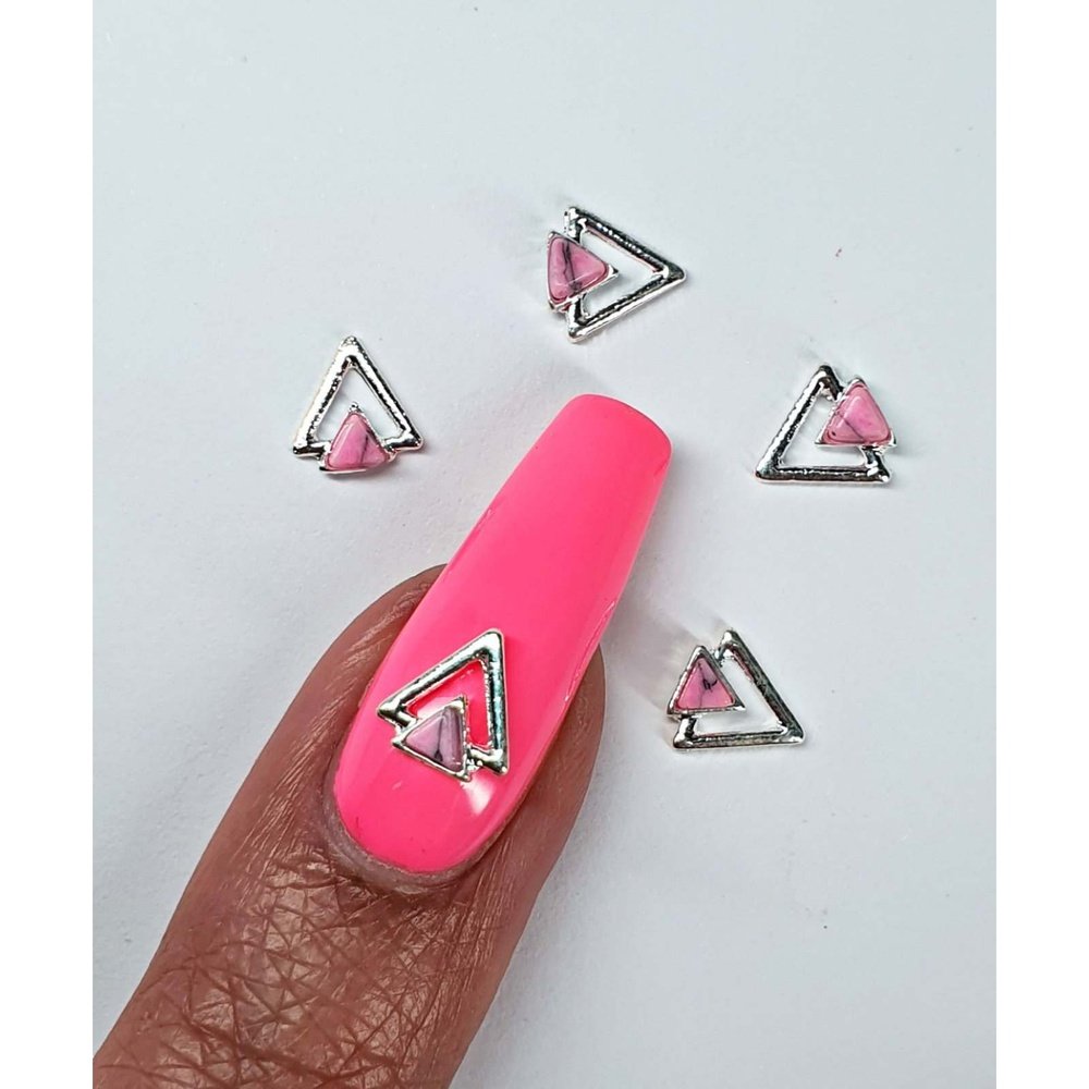 Silver & Pink Geometric Gems (5 Pcs) - Maskscara