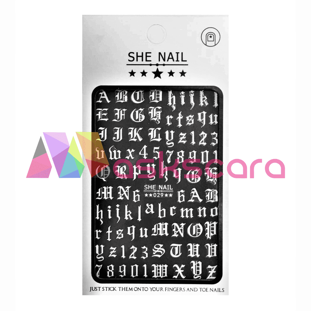 Nail Art Sticker - White Letters (SNS029W) - Maskscara