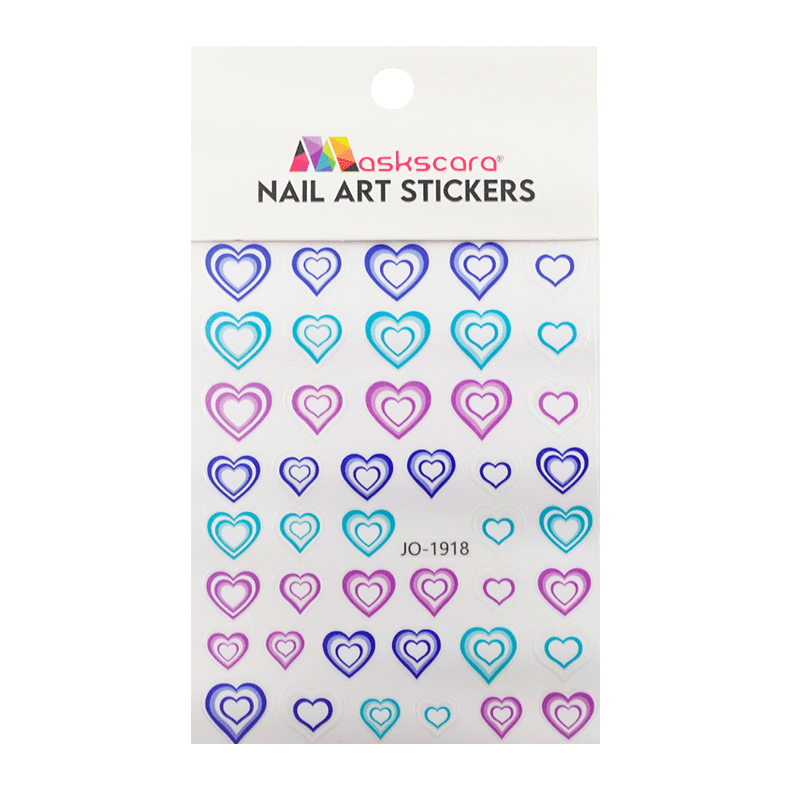 Nail Art Sticker - Ombre Hearts Blue & Purple - Maskscara